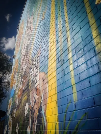 DIA mural — painting in progress