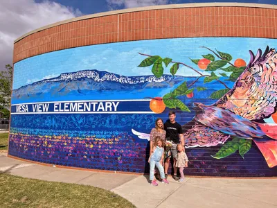 Mesa View Elementary — families gathered at unveiling