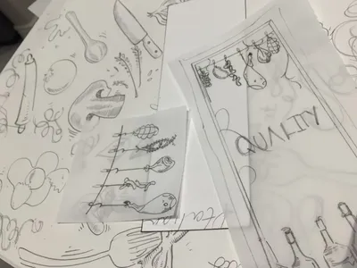In-process hand-painted restaurant doors
