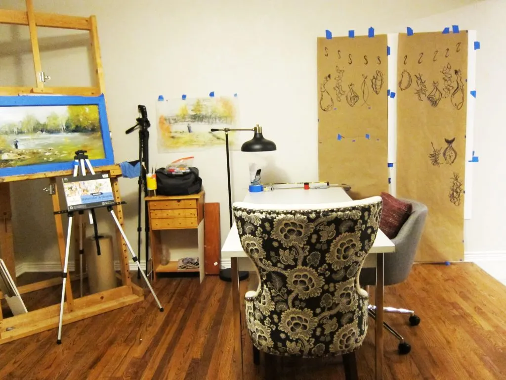 Anna Hileman's studio, with works in progress